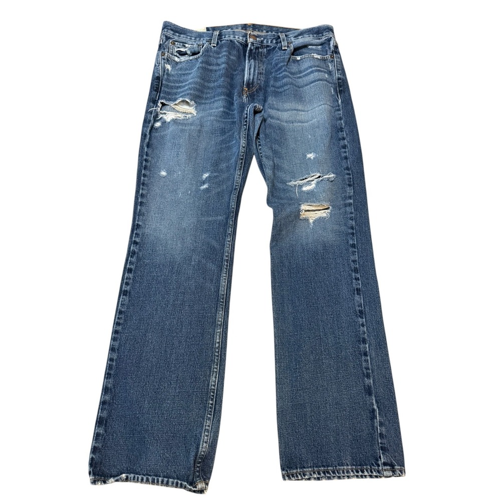 VTG Y2k Hollister Ripped Jeans 36x32 Grunge Skater Thick Denim Streetwear